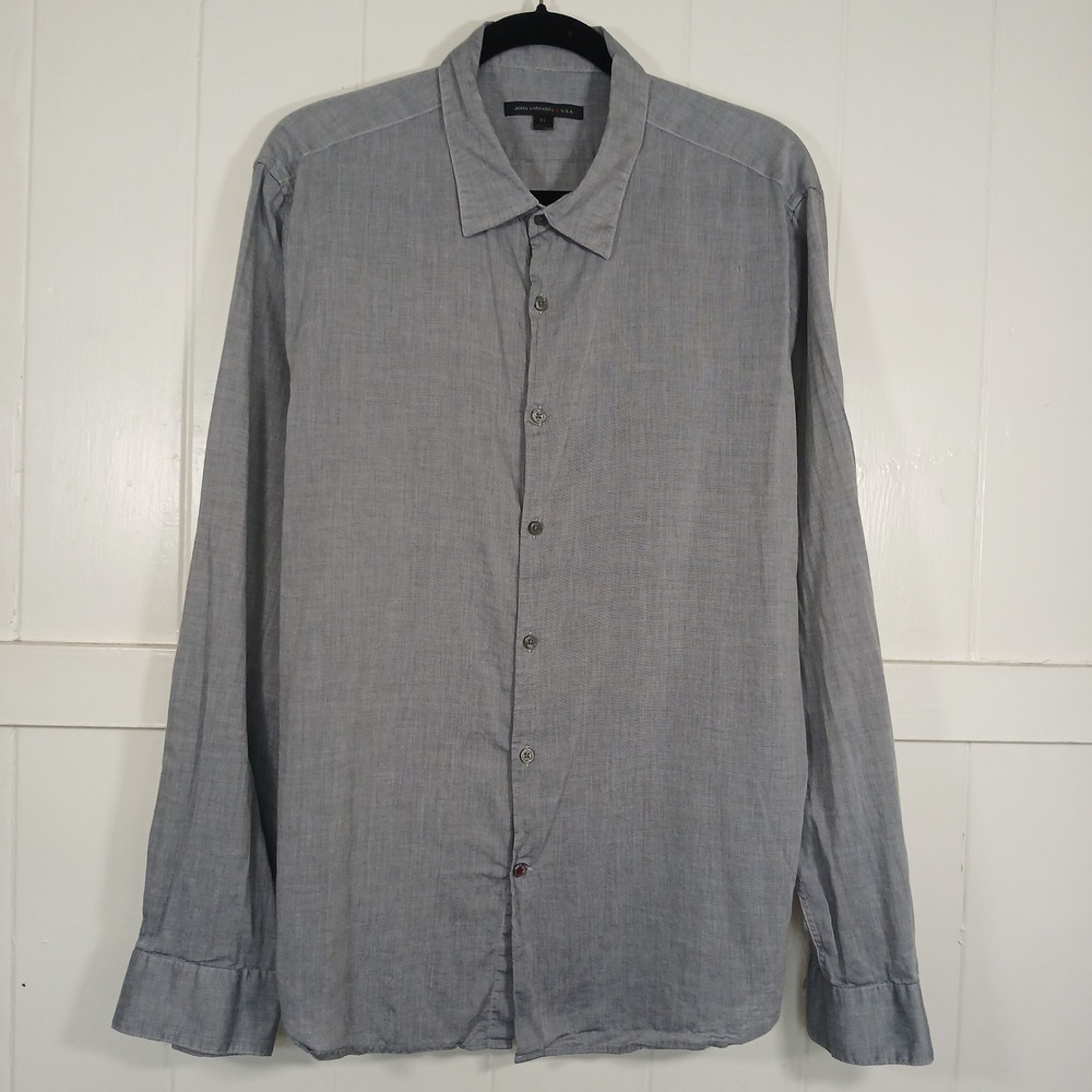 John Varvatos Button Down Mens XL Grey Long Sleeve Cotton Shirt W184U3B
